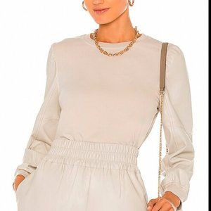 Generation Love Cream Finley Faux Leather Pebble Sweatshirt Size Small NWT